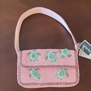Sea Turtle Beaded Pink Shoulder Bag Made in India Marshalls